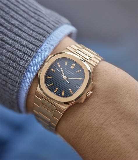 patek philippe nautilus gold wrist|Patek Philippe Nautilus original.